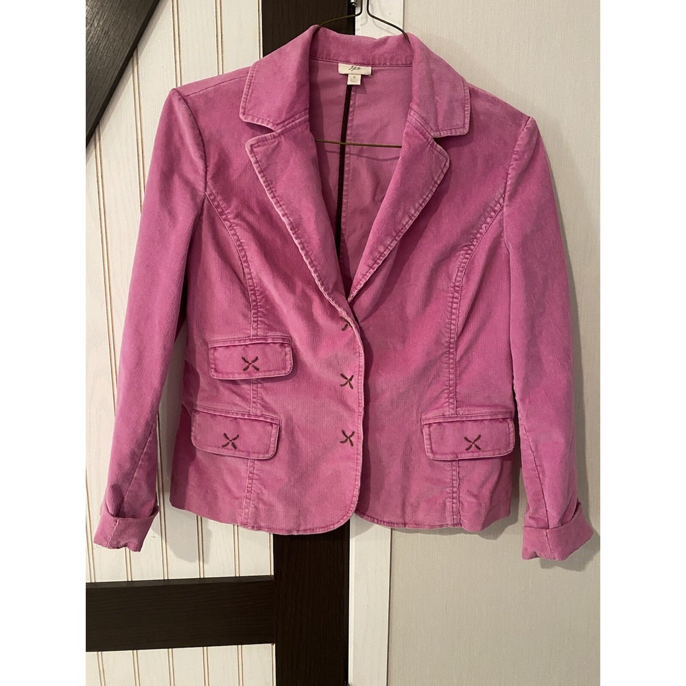 J Jill Pink Corduroy Jacket Womens Size S Petite 3 Button Stretch Blazer Pockets